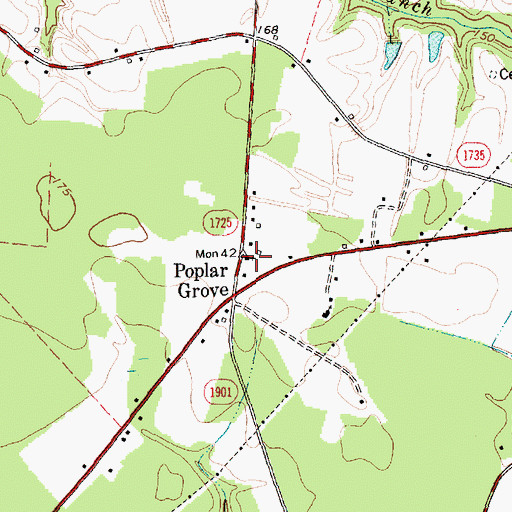 Topographic Map of Poplar Grove Baptist Church, NC