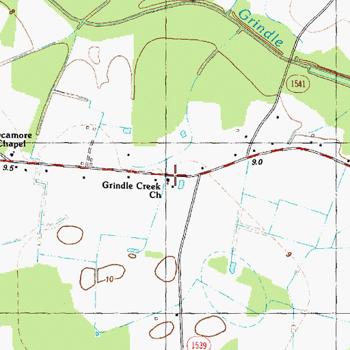 Topographic Map of Potters Place, NC