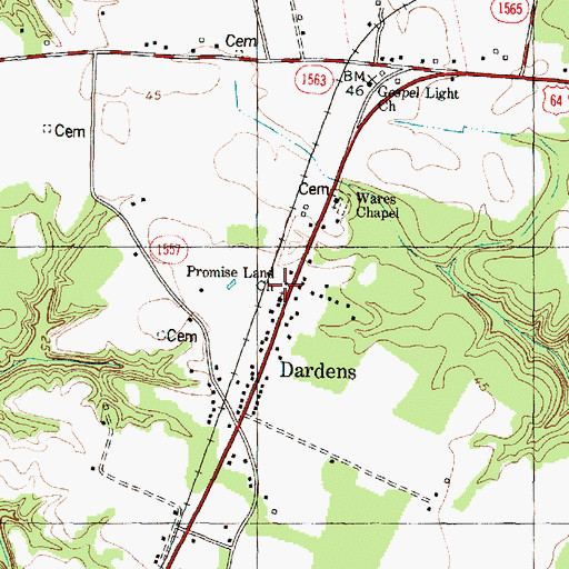 Topographic Map of Promised Land Church of Christ, NC