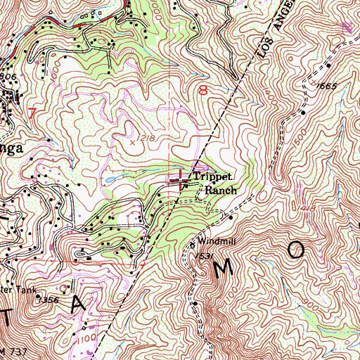 Topographic Map of Trippet Ranch, CA