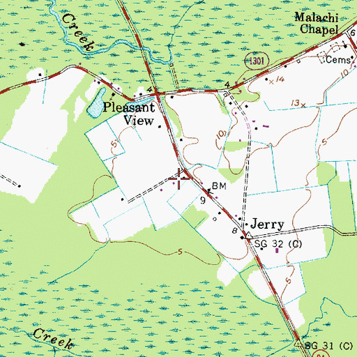 Topographic Map of Sandy Acres Free Baptist Church, NC
