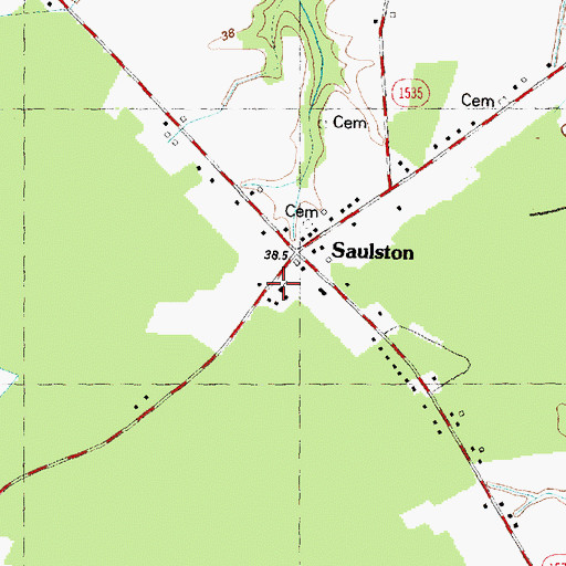 Topographic Map of Saulston United Methodist Church, NC