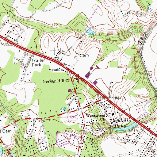 Topographic Map of Spring Hill Free Will Baptist Church, NC