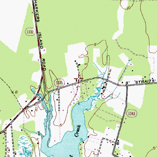 Topographic Map of Straits United Methodist Church, NC