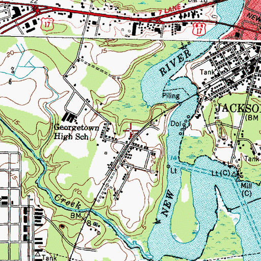 Topographic Map of Trent River Missionary Baptist Church, NC