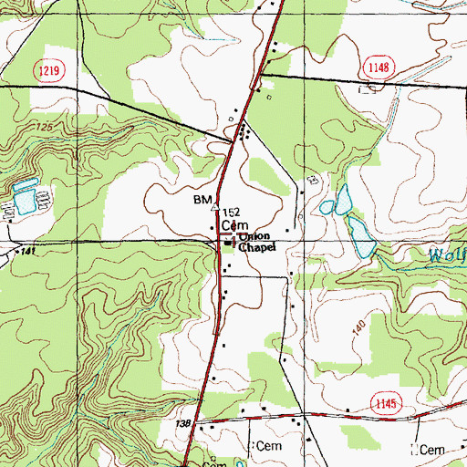 Topographic Map of United Chapel African Methodist Episcopal Zion Church, NC