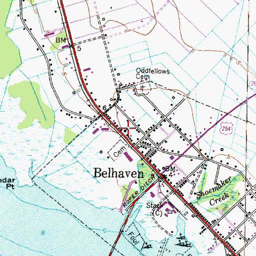 Topographic Map of West Belhaven Church of Christ, NC
