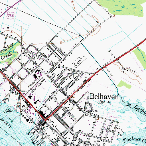 Topographic Map of Whiteplain Free Will Baptist Church, NC