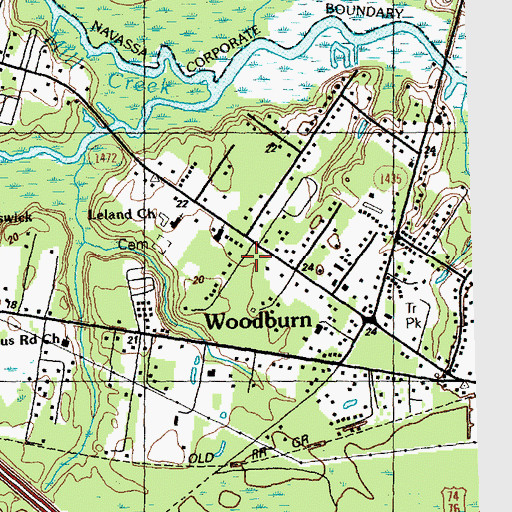 Topographic Map of Brunswick County Library - Leland Branch, NC