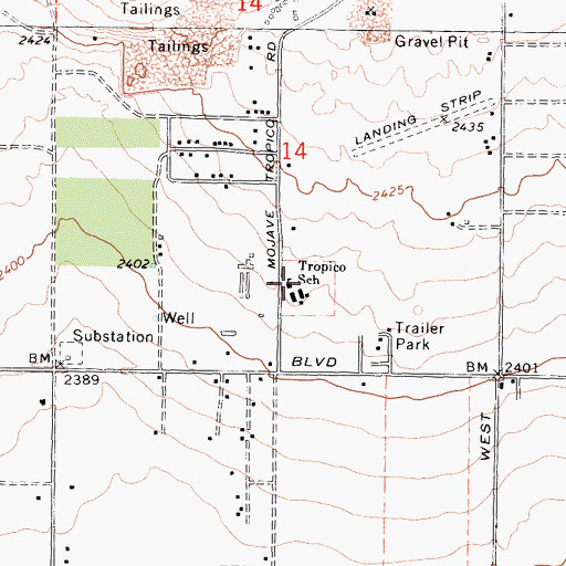 Topographic Map of Tropico Middle School, CA