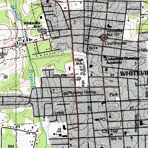 Topographic Map of Columbus County Public Library, NC