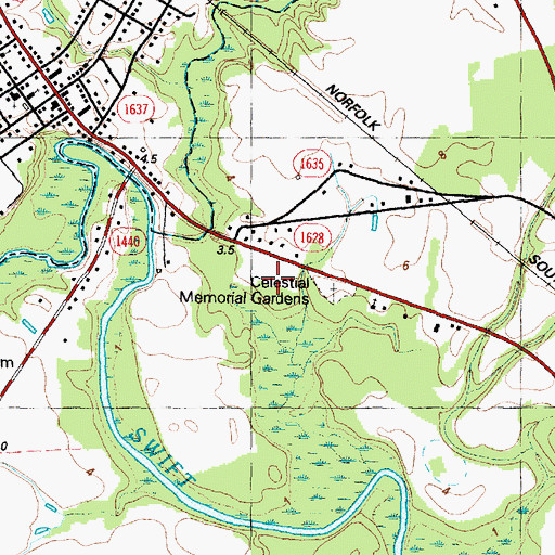 Topographic Map of Vanceboro Wastewater Treatment Plant, NC