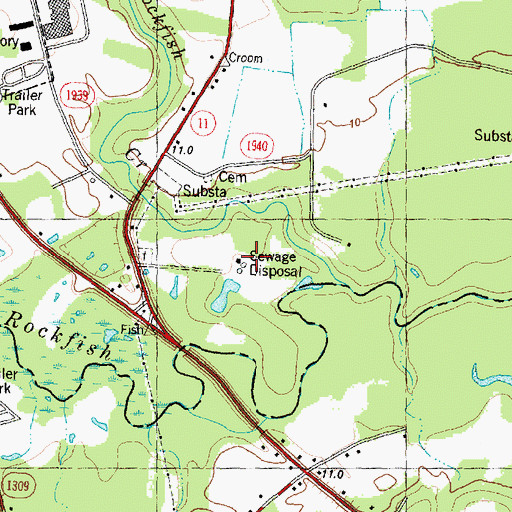 Topographic Map of Wallace Wastewater Treatment Plant, NC