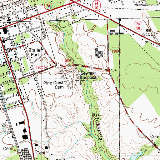 Topographic Map of Warsaw Wastewater Treatment Plant, NC