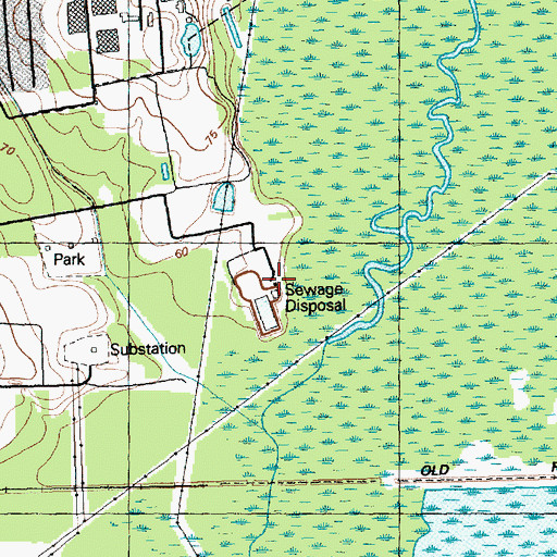Topographic Map of Whiteville Whitemarsh Wastewater Treatment, NC