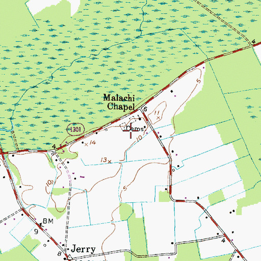Topographic Map of Tyrell County Water Treatment Plant, NC