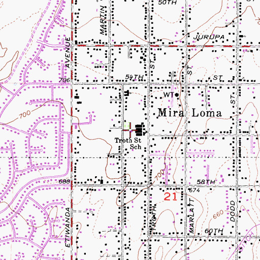 Topographic Map of Troth Street Elementary School, CA