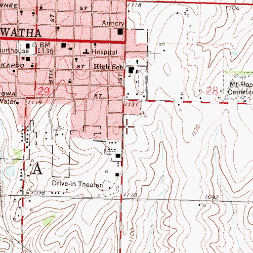Topographic Map of Hiawatha Unified School District Office, KS