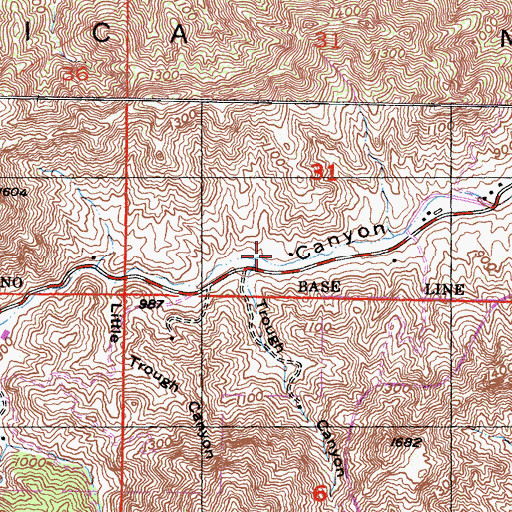 Topographic Map of Trough Canyon, CA