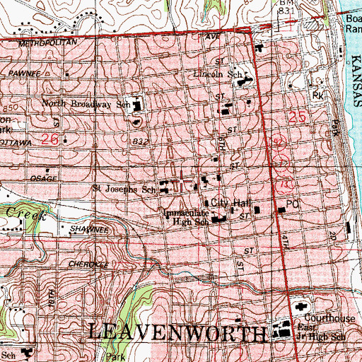 Topographic Map of Xavier Elementary School, KS