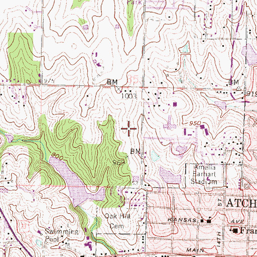 Topographic Map of Atchison Elementary School, KS