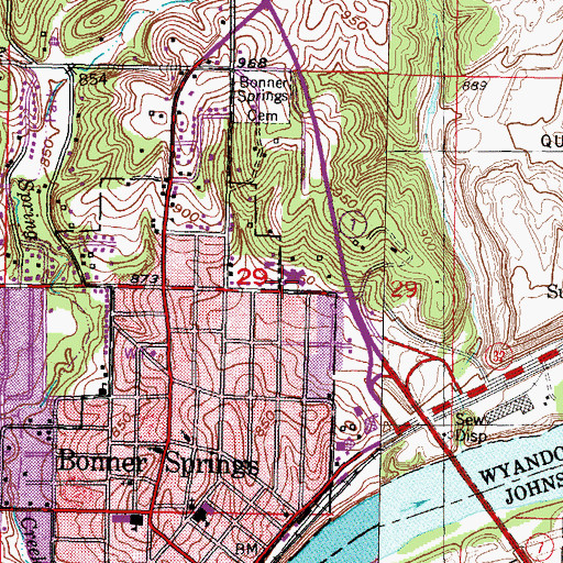 Topographic Map of Bible Baptist School, KS