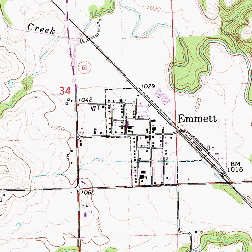 Topographic Map of Emmett Grade School, KS