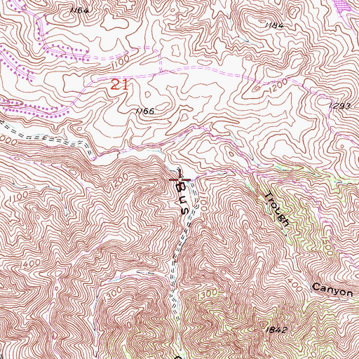 Topographic Map of Trough Canyon, CA