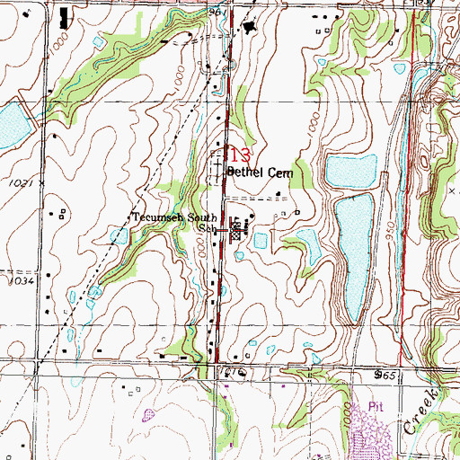Topographic Map of Tecumseh South Elementary School, KS