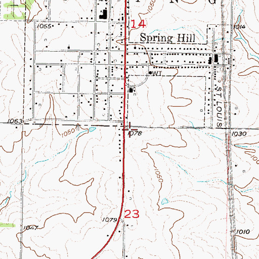 Topographic Map of Spring Hill School District Ofices, KS