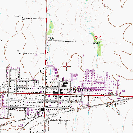Topographic Map of Gardner Edgerton Unified School District Offices, KS