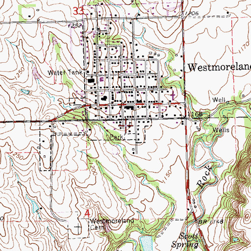 Topographic Map of Westmoreland Elementary School, KS