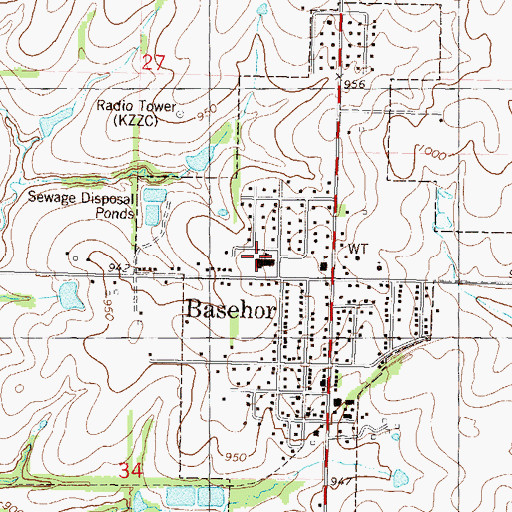 Topographic Map of Basehor Elementary School, KS