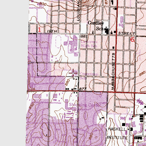 Topographic Map of Lawrence Diploma Completion Program School, KS