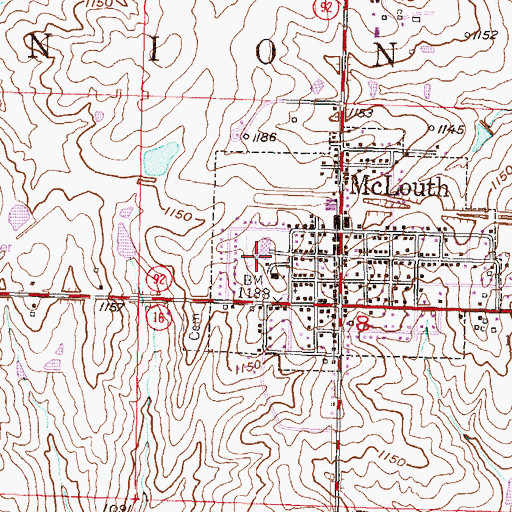 Topographic Map of McLouth Unified School District Offices, KS