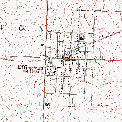 Topographic Map of Effingham Elementary School, KS