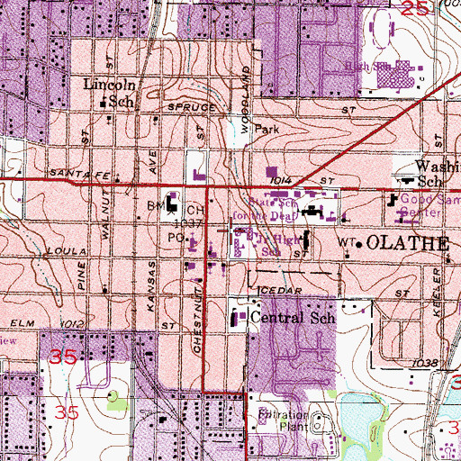 Topographic Map of Millcreek Learning Center, KS