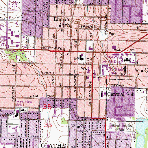 Topographic Map of Choices Alternative Education School, KS