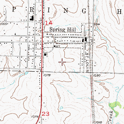 Topographic Map of Spring Hill Intermediate School, KS