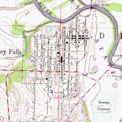 Topographic Map of Valley Falls Unified School District Office, KS