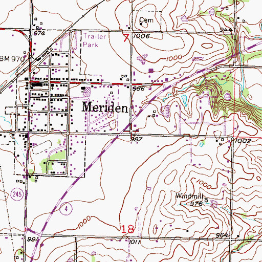 Topographic Map of Jefferson West Unified School District Central Office, KS