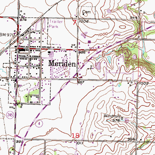 Topographic Map of Jefferson West Unified School District Central Office, KS