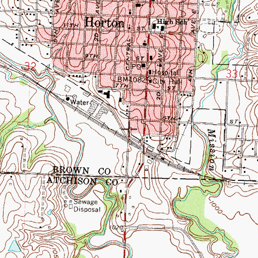 Topographic Map of South Brown County Unified School District Office, KS