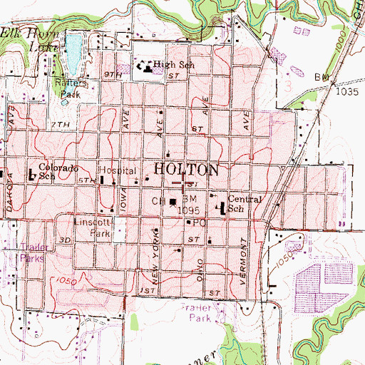 Topographic Map of Holton Unified School District Office, KS