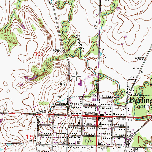 Topographic Map of Burlingame Unified School District Office, KS