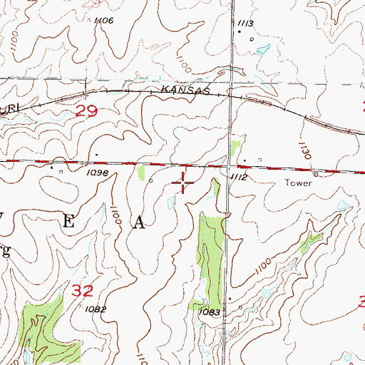 Topographic Map of Peoria Street Learning Center, KS