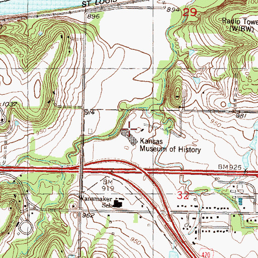 Topographic Map of Kansas State Historical Society - Center for Historical Research, KS