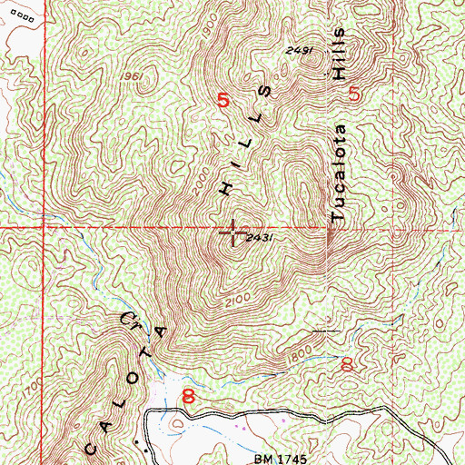 Topographic Map of Tucalota Hills, CA