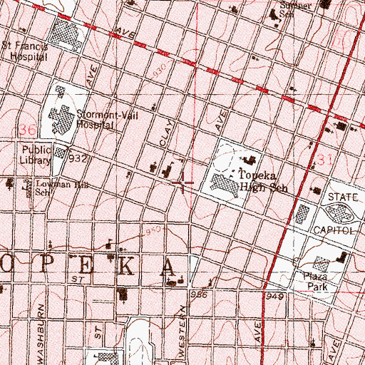 Topographic Map of Holland Student Service Center, KS