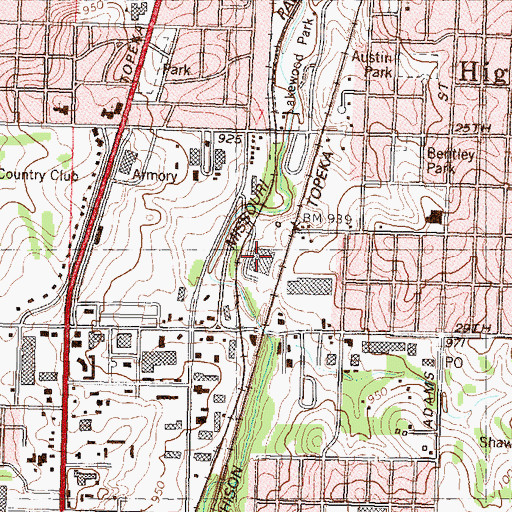 Topographic Map of Topeka Public Schools Service Center, KS